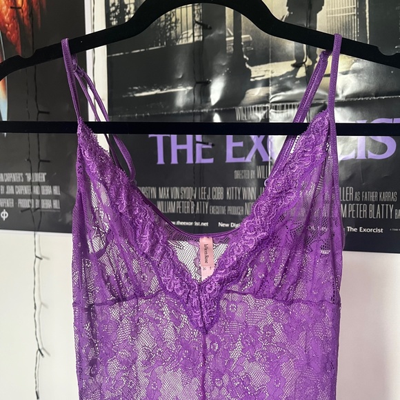 Y2K Purple Lace Sheer Ruffle Babydoll Nightie - Picture 6 of 7